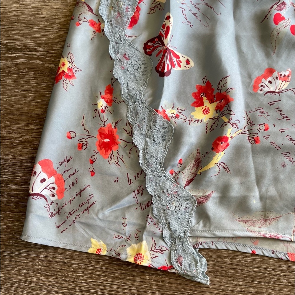 Free People Light Gray Floral Asymmetrical Lace Trim Skirt - Picture 4 of 4